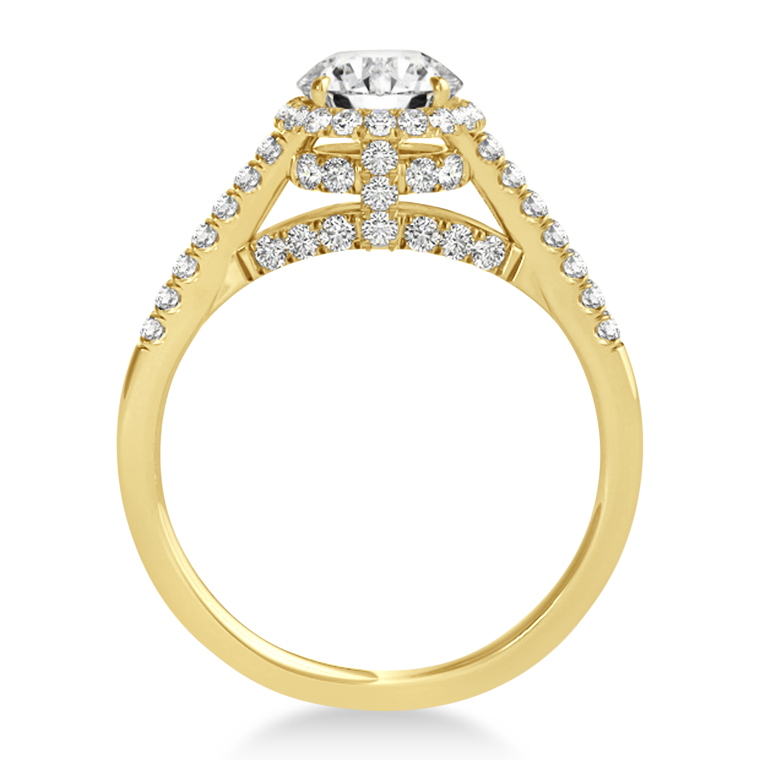 Lab Grown Diamond Hidden Halo Engagement Ring 14k Yellow Gold (0.38ct)