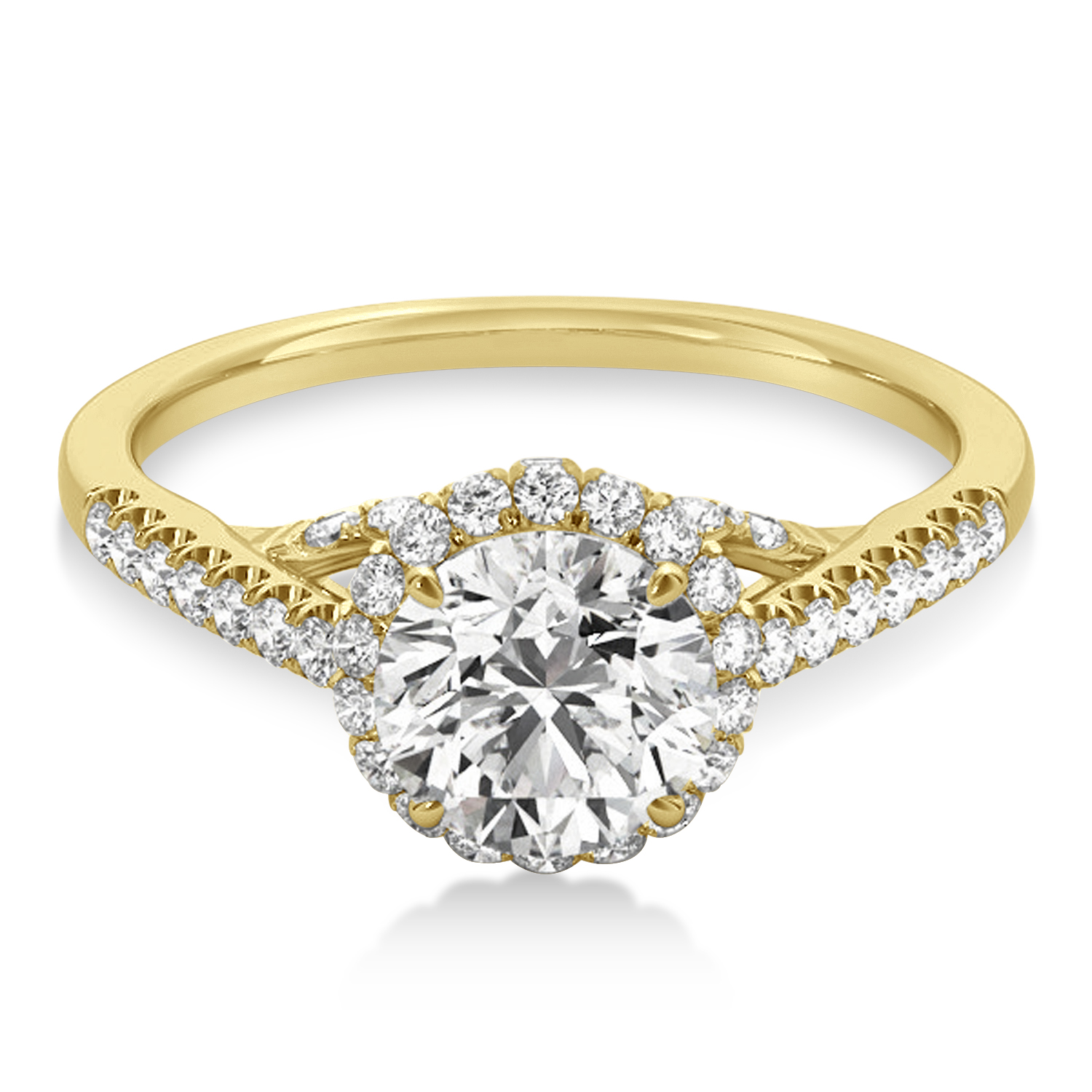 Lab Grown Diamond Hidden Halo Engagement Ring 14k Yellow Gold (0.38ct)