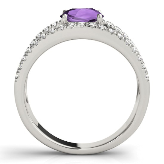 Amethyst Split Shank Engagement Ring 14K White Gold (0.59ct)