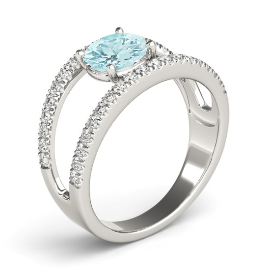 Aquamarine Split Shank Engagement Ring Platinum (0.64ct)