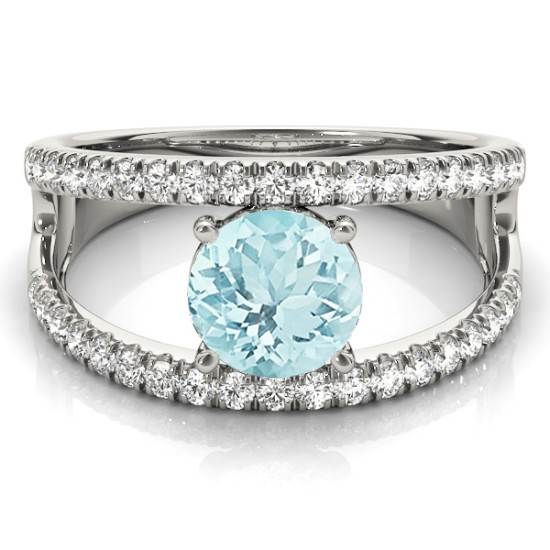 Aquamarine Split Shank Engagement Ring Platinum (0.64ct)