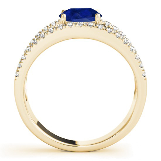 Blue Sapphire Split Shank Engagement Ring 18K Yellow Gold (0.84ct)