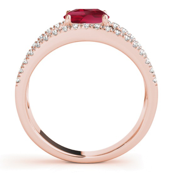 Ruby Split Shank Engagement Ring 14K Rose Gold (0.84ct)