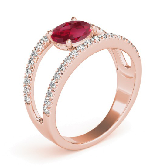Ruby Split Shank Engagement Ring 18K Rose Gold (0.84ct)