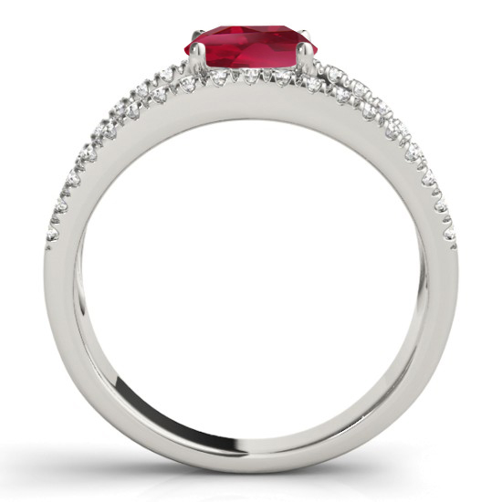 Ruby Split Shank Engagement Ring 18K White Gold (0.84ct)