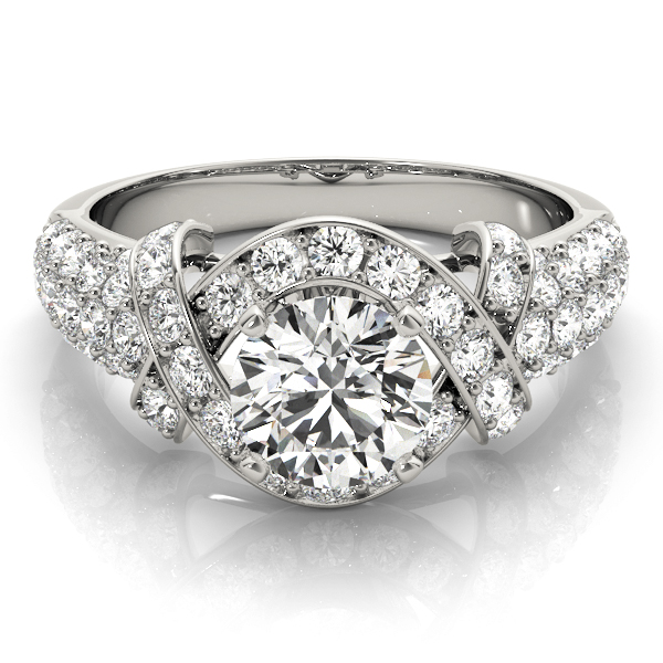 Diamond Twisted Engagement Ring Setting 14k White Gold (0.58ct)
