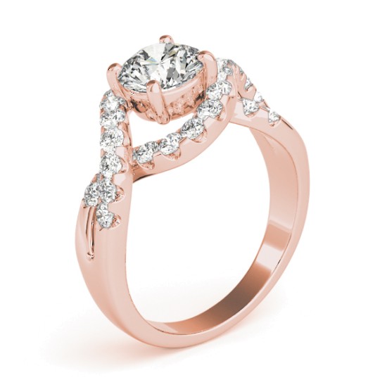 Diamond Twisted Band Engagement Ring Setting 14K Rose Gold (0.98ct)