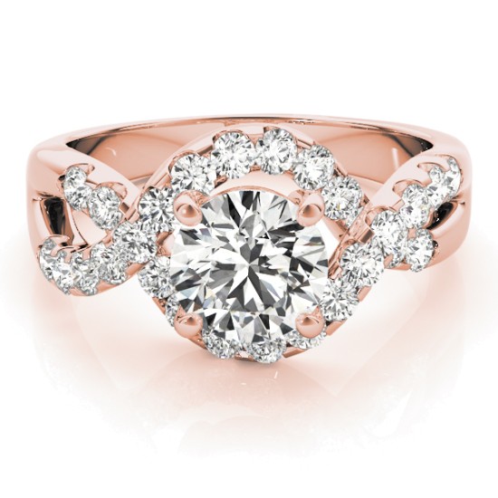 Diamond Twisted Band Engagement Ring Setting 14K Rose Gold (0.98ct)