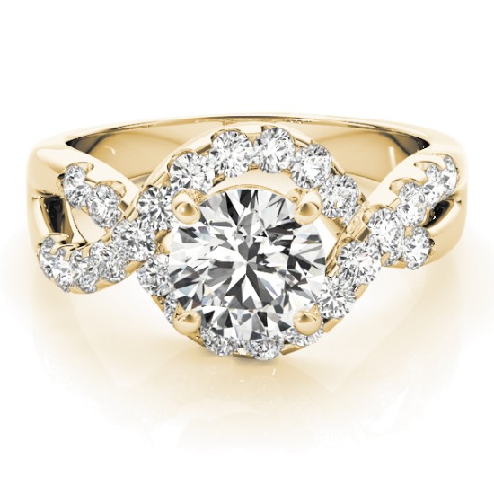 Diamond Twisted Band Engagement Ring Setting 14K Yellow Gold (0.98ct)
