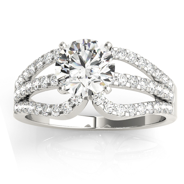 Diamond Triple Row Engagement Ring Setting 18k White Gold (0.52ct)