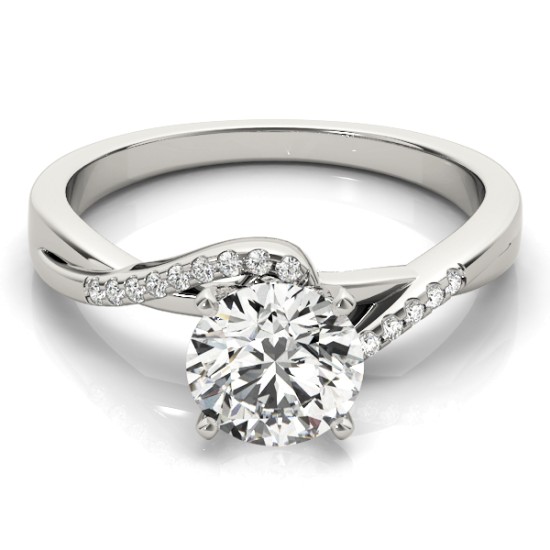 Diamond Bypass Engagement Ring 14k White Gold (0.09ct)