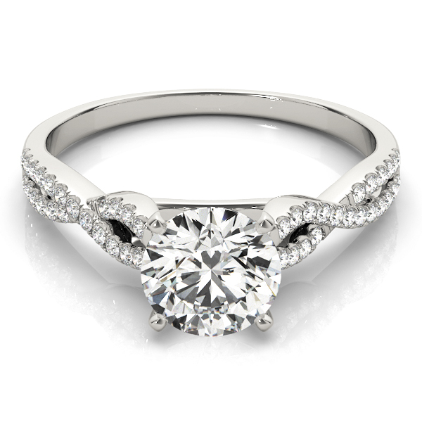 Diamond Accented Twisted Band Engagement Ring 18k White Gold (0.75ct)