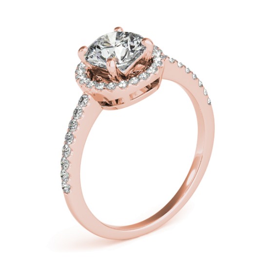Diamond Accented Halo Engagement Ring Setting 14K Rose Gold (0.33ct)