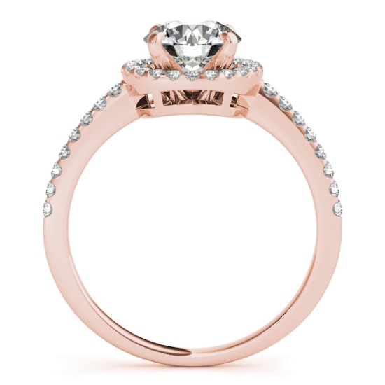 Diamond Accented Halo Engagement Ring Setting 18K Rose Gold (0.33ct)