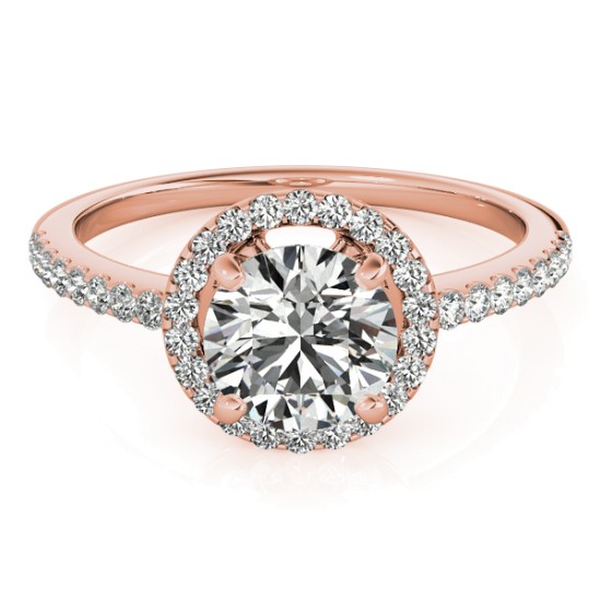 Diamond Accented Halo Engagement Ring Setting 18K Rose Gold (0.33ct)