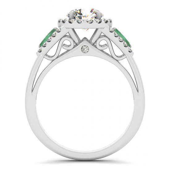 Diamond & Marquise Emerald Engagement Ring Palladium (1.59ct)