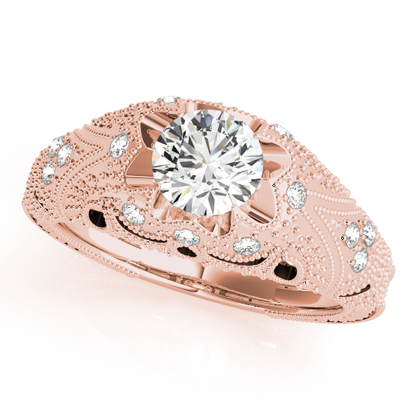 Art Nouveau Diamond Antique Engagement Ring 18k Rose Gold (0.90ct)