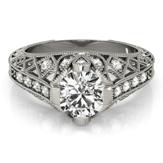 Diamond Antique Style Engagement Ring Setting Platinum (0.20ct)
