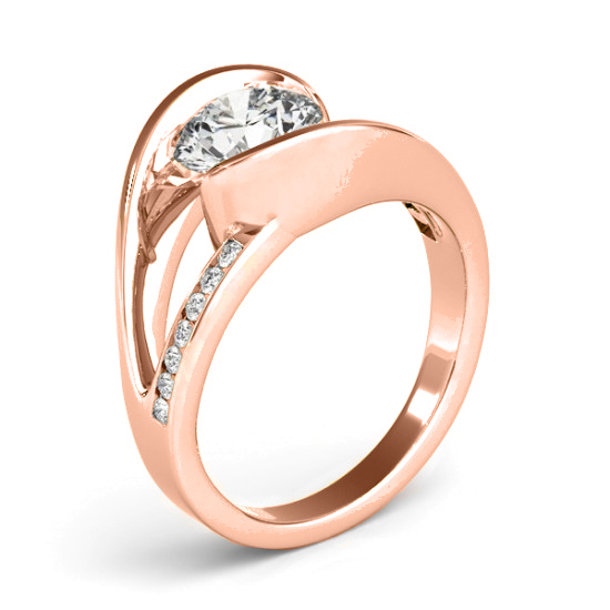Diamond Tension Set Engagement Ring Setting 18K Rose Gold (0.19ct)