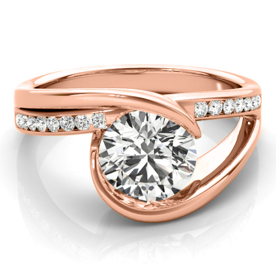 Diamond Tension Set Engagement Ring Setting 18K Rose Gold (0.19ct)