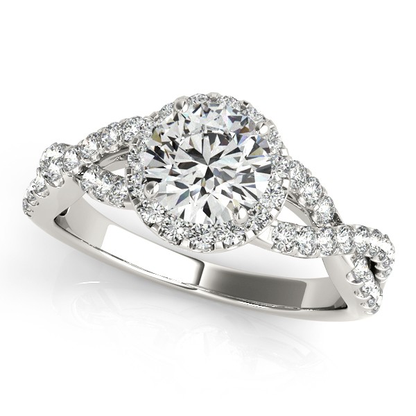 Diamond Infinity Twisted Halo Engagement Ring 18k White Gold 1.50ct