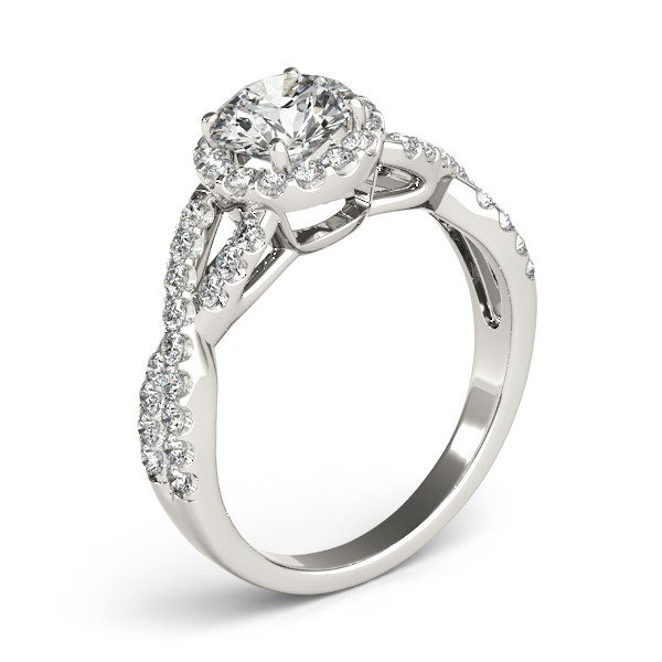 Moissanite Infinity Twisted Halo Engagement Ring 18k White Gold 1.50ct