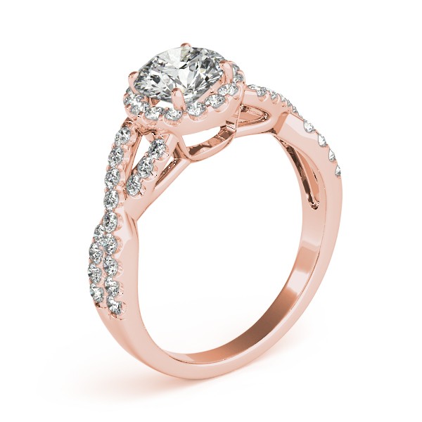 Diamond Infinity Twisted Halo Engagement Ring 14k Rose Gold 1.00ct