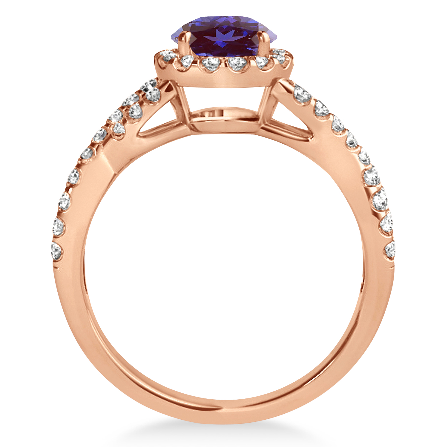 Alexandrite & Diamond Twisted Engagement Ring 14k Rose Gold 1.80ct