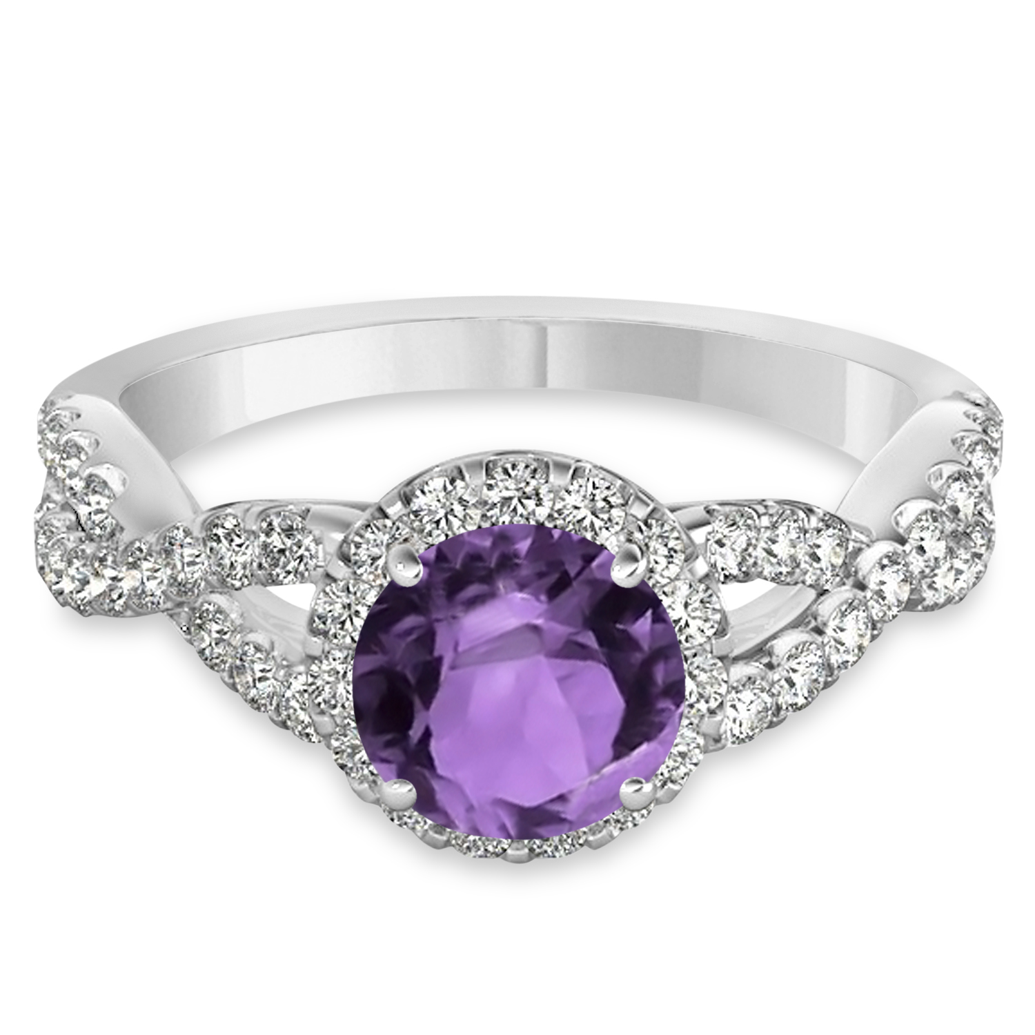 Amethyst & Diamond Twisted Engagement Ring Platinum 1.20ct