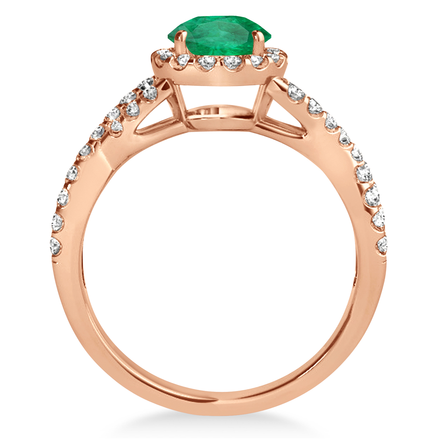 Emerald & Diamond Twisted Engagement Ring 18k Rose Gold 1.30ct