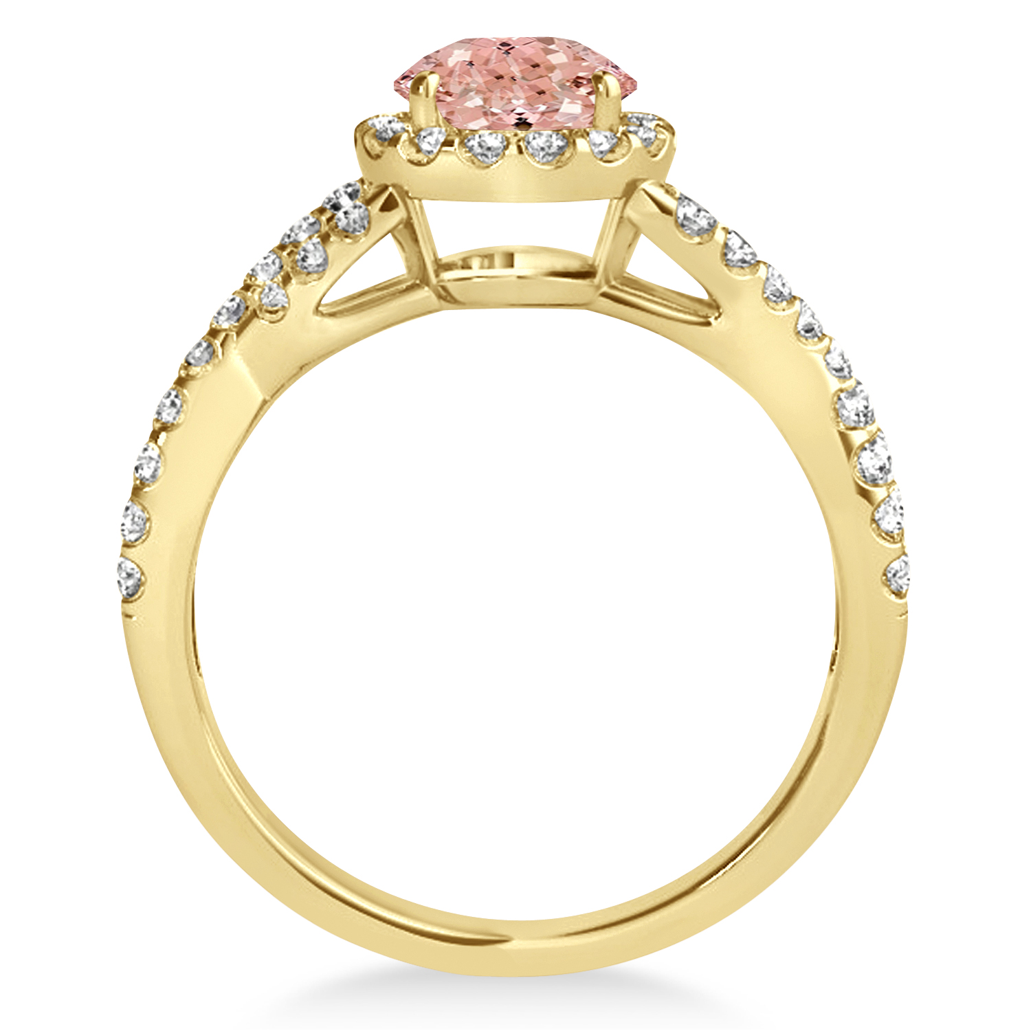 Morganite & Diamond Twisted Engagement Ring 18k Yellow Gold 1.27ct