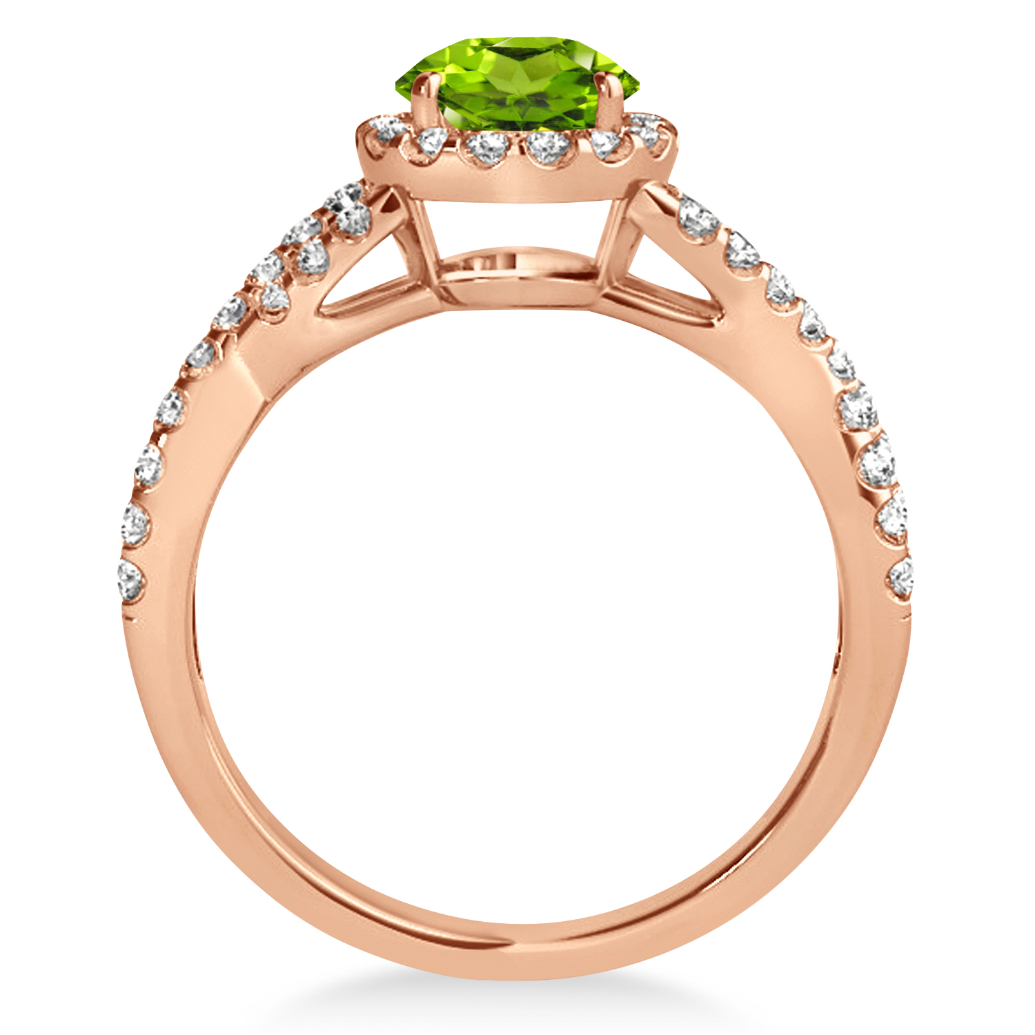 Peridot & Diamond Twisted Engagement Ring 14k Rose Gold 1.35ct
