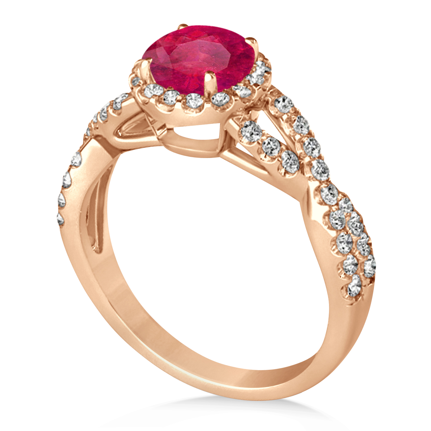 Ruby & Diamond Twisted Engagement Ring 18k Rose Gold 1.55ct