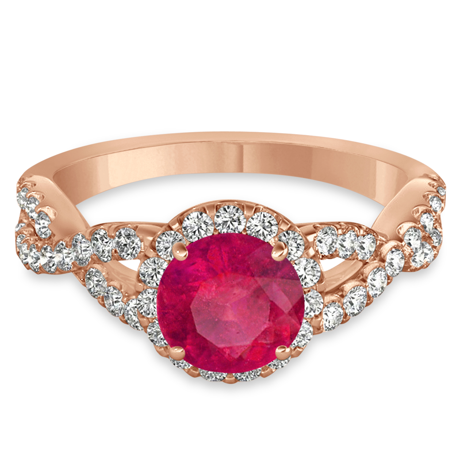 Ruby & Diamond Twisted Engagement Ring 18k Rose Gold 1.55ct