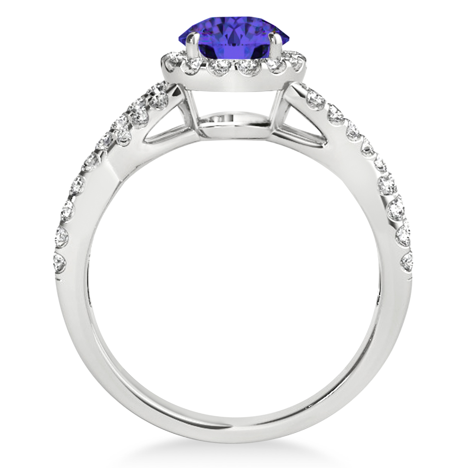 Tanzanite & Diamond Twisted Engagement Ring 14k White Gold 1.55ct