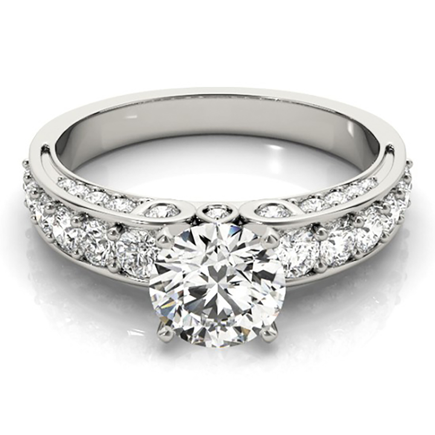Multi Row Diamond Engagement Ring 14k White Gold (0.50ct)