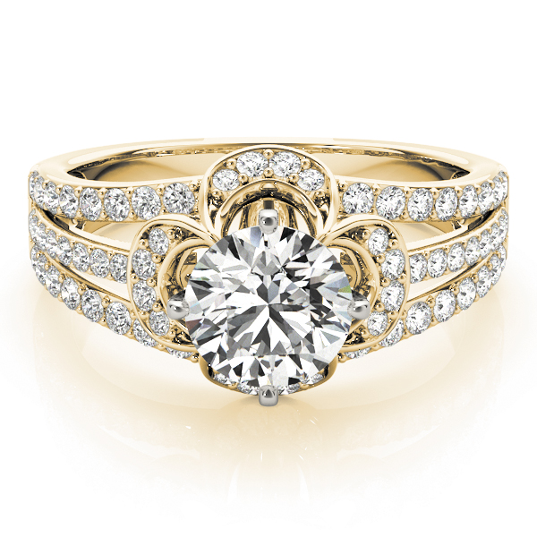 Diamond Three Row Clover Engagement Ring 14k Yellow Gold (0.58ct)