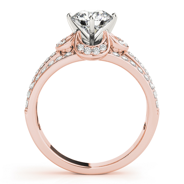 Diamond Three Row Clover Engagement Ring 18k Rose Gold (0.58ct)