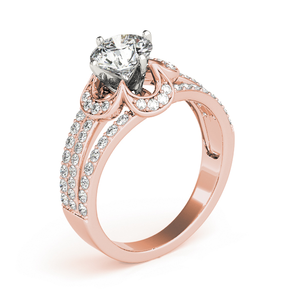 Diamond Three Row Clover Engagement Ring 18k Rose Gold (0.58ct)