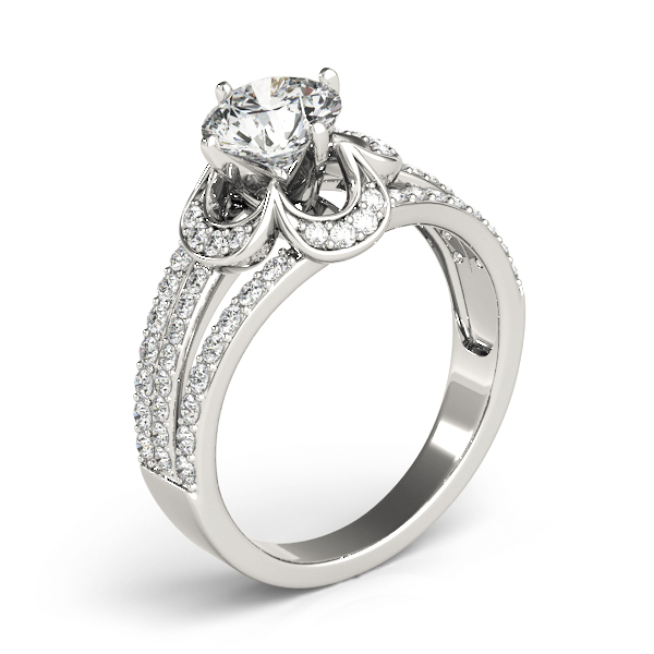 Diamond Three Row Clover Engagement Ring 18k White Gold (0.58ct)