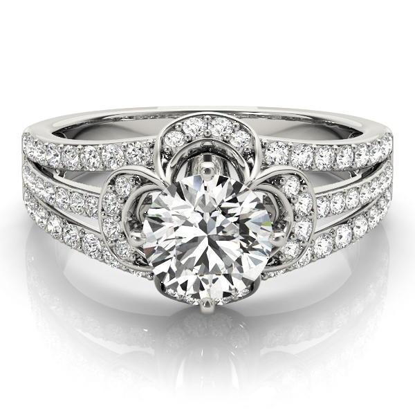 Diamond Three Row Clover Engagement Ring Setting Platinum (0.58ct)
