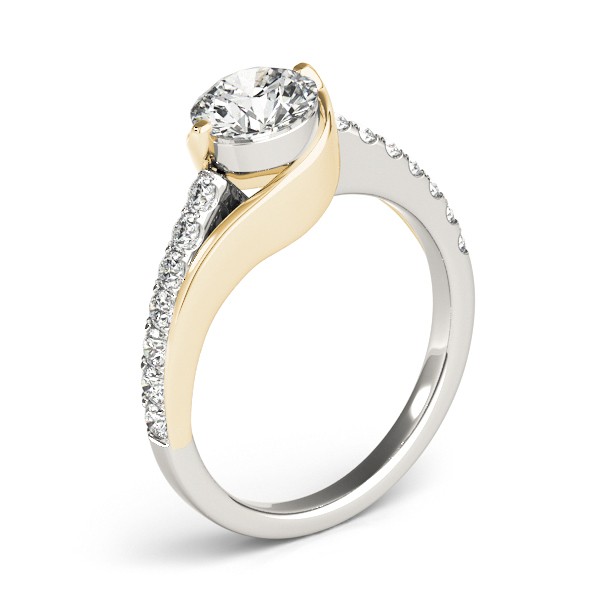 Solitaire Engagement Ring Diamond Accented 14k Two Tone Gold 1.00ct