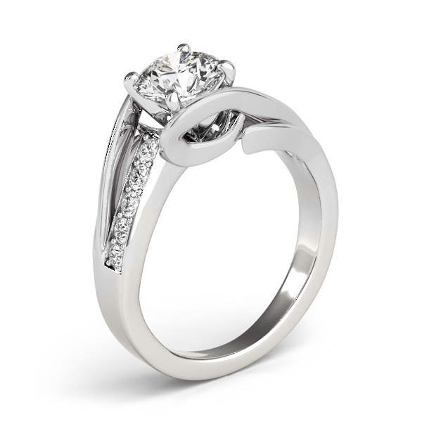 Diamond Bypass Engagement Ring Twisted Setting 14k White Gold (0.20ct)