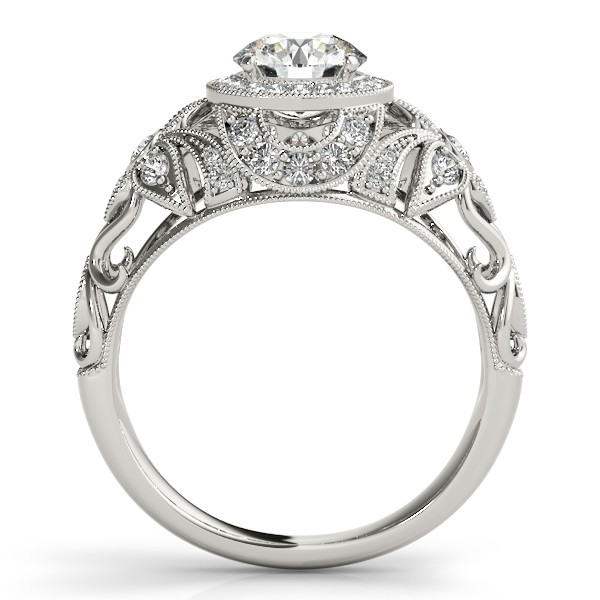 Edwardian Diamond Halo Engagement Ring Floral 18k White Gold 1.18ct