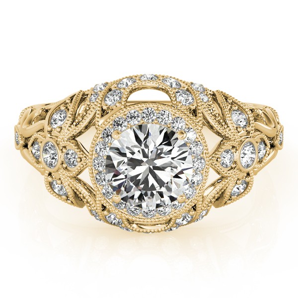 Edwardian Diamond Halo Engagement Ring Floral 18k Yellow Gold 1.18ct