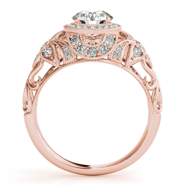 Edwardian Diamond Halo Engagement Ring Floral 14k Rose Gold 2.00ct