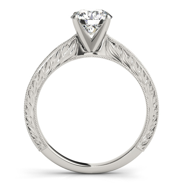 Floral Solitaire Engagement Ring 18k White Gold