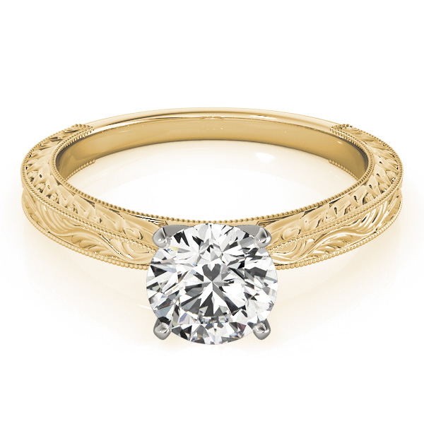 Floral Solitaire Engagement Ring 18k Yellow Gold