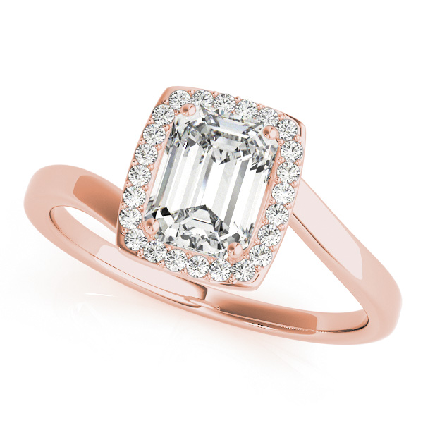 Emerald Bypass Halo Diamond Engagement Ring 14k Rose Gold (1.13ct)