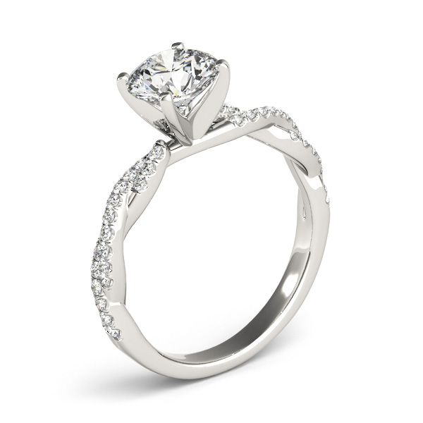 Diamond Twist Sidestone Accented Engagement Ring 18k White Gold (1.69ct)